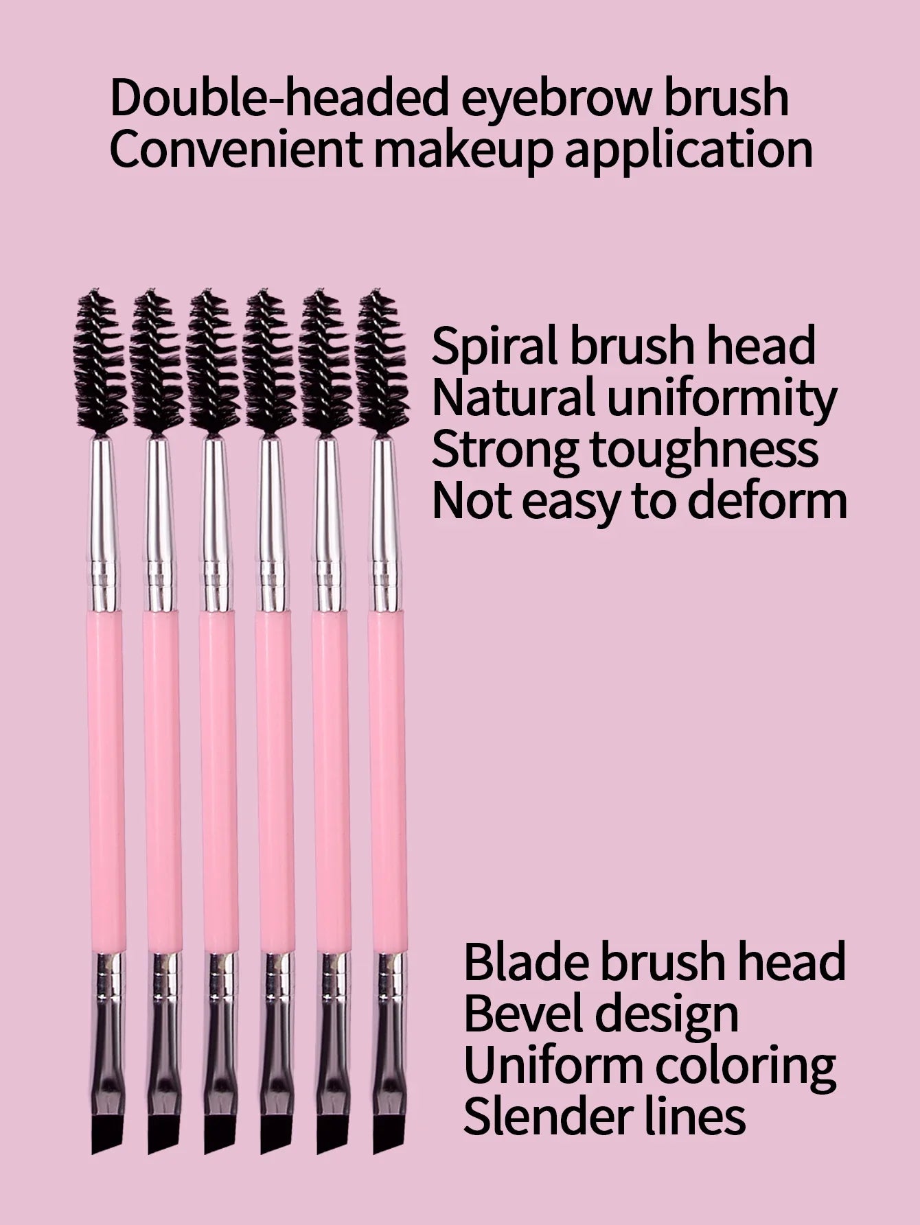 5PCS Pink Double-Headed Makeup Brushes