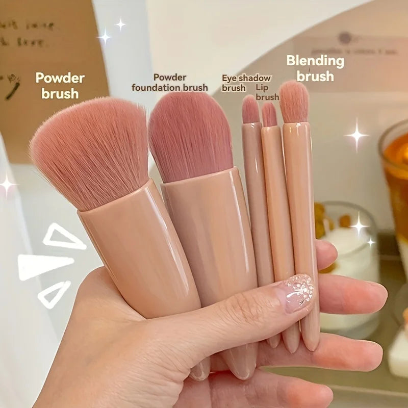5Pcs Portable Makeup Brush Set Travel Kit