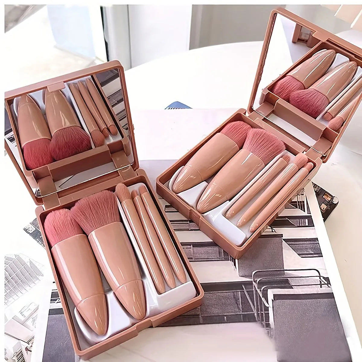 5Pcs Portable Makeup Brush Set Travel Kit