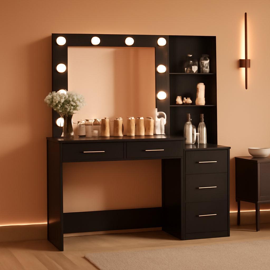 46.7-Inch Black Makeup Vanity Desk All-in-One Storage Unit