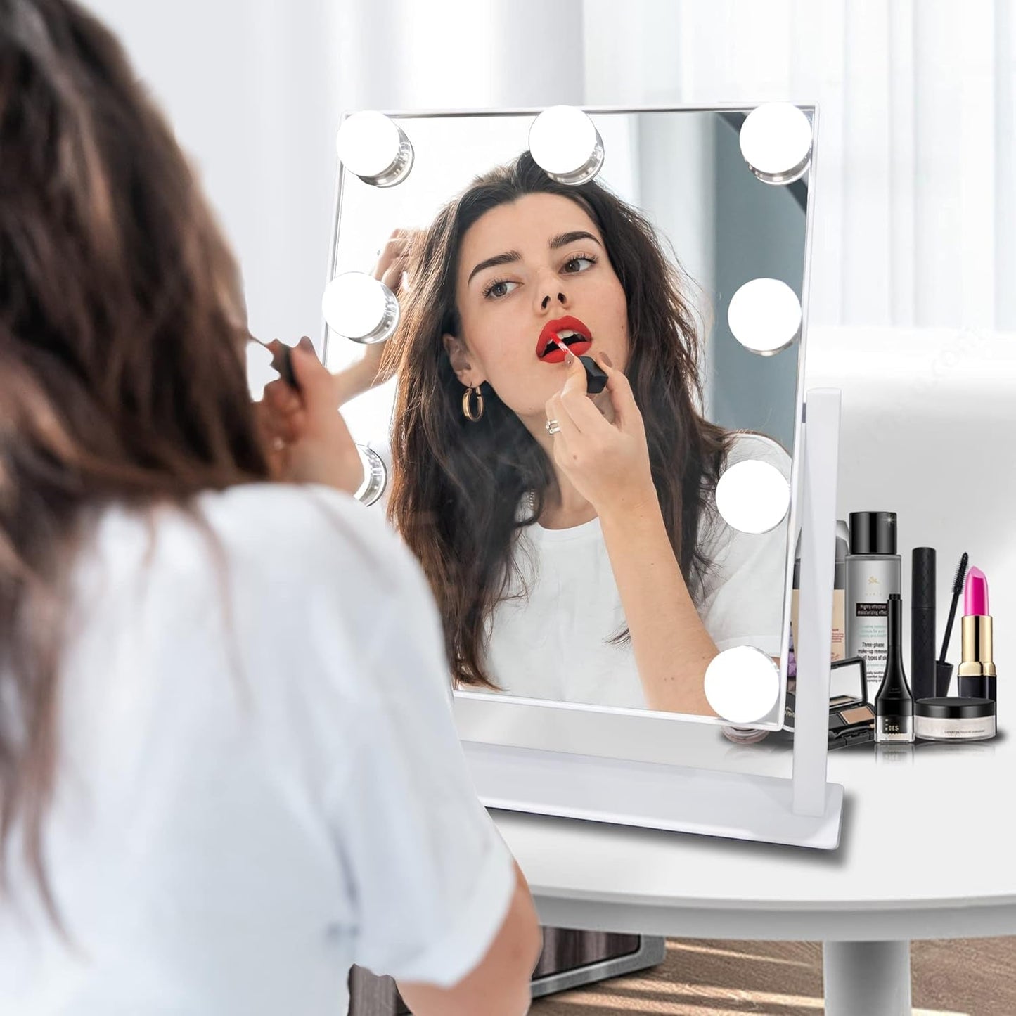 Rechargeable Vanity Mirror With Lights 10X Magnifier