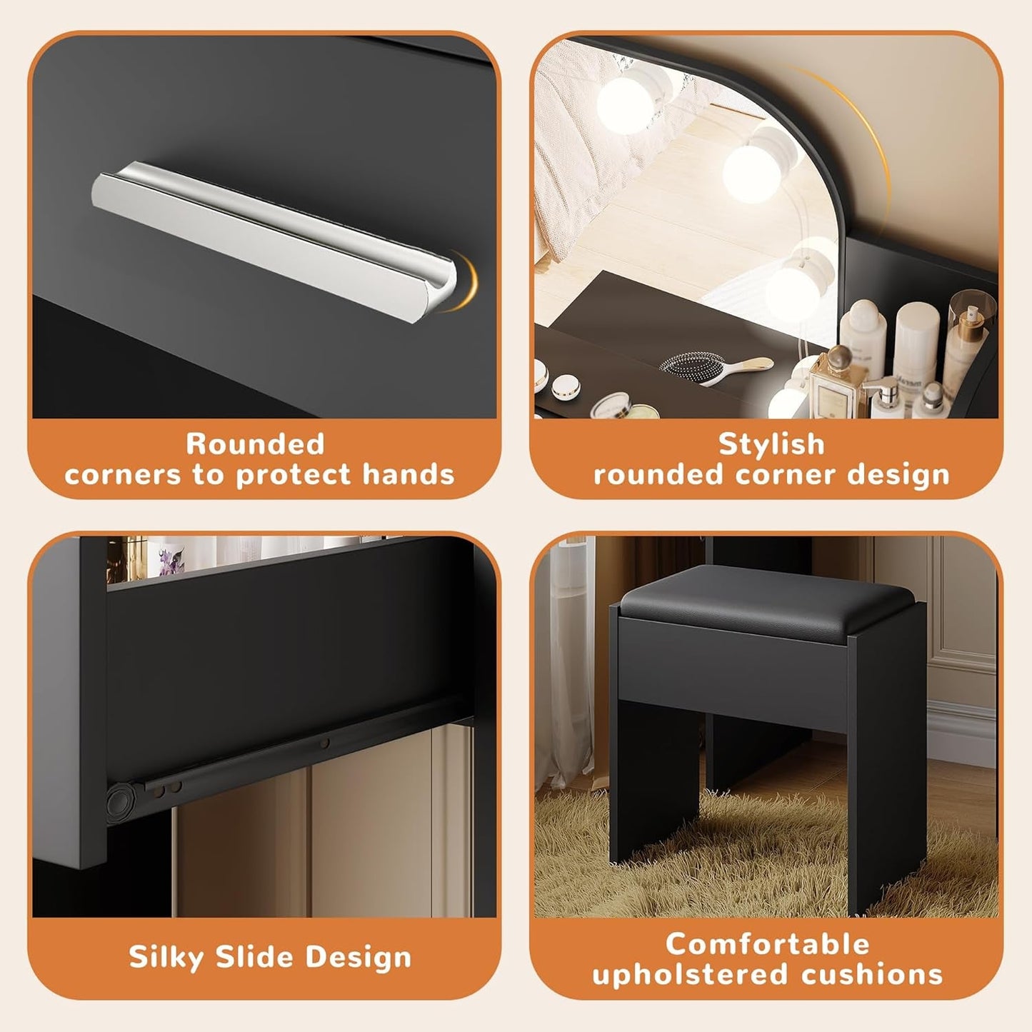 Makeup Vanity Desk With Adjustable Lighting Mirrors