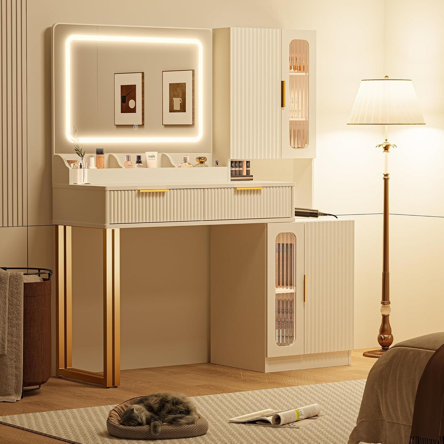 45-Inch Cosmetic Vanity Desk With LED Ambient Light