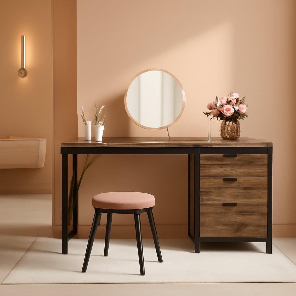 59-Inch Vanity Desk Reversible Drawers Rustic Brown