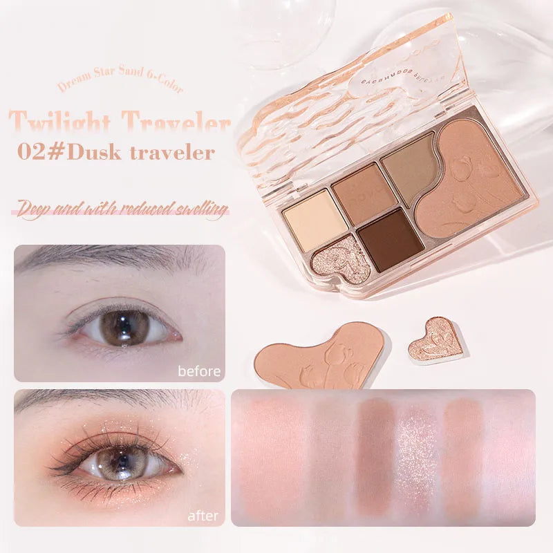 6 Color Blendable Eyeshadow Palette Waterproof