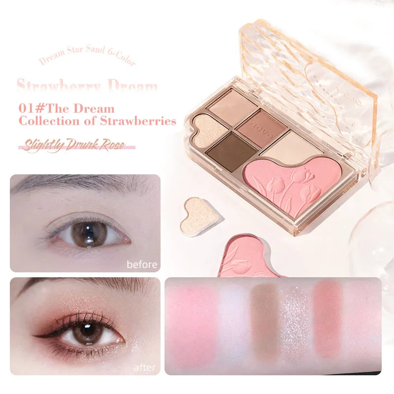 6 Color Blendable Eyeshadow Palette Waterproof
