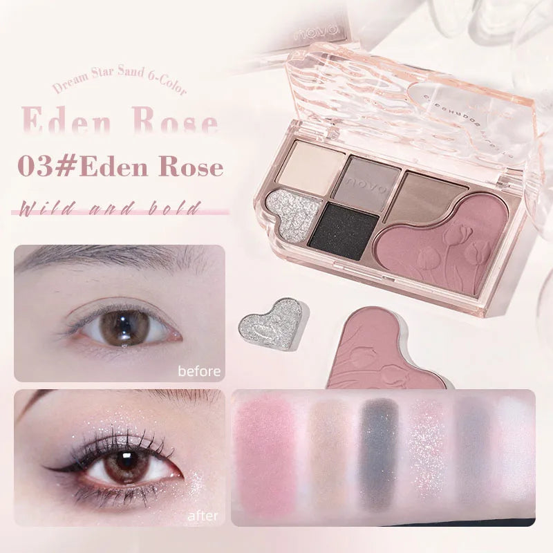 6 Color Blendable Eyeshadow Palette Waterproof