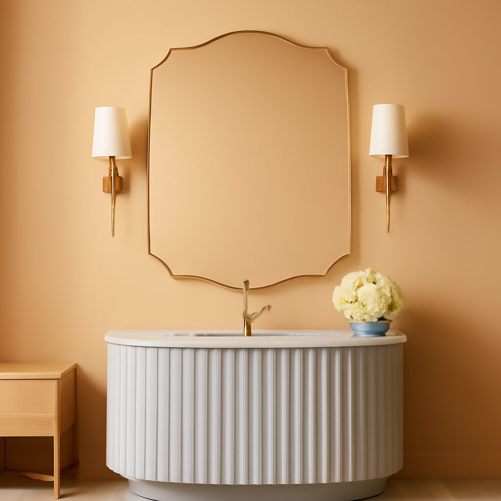 Stainless Steel Wall Mount Vanity Mirror 22x30 Asymmetrical Frame