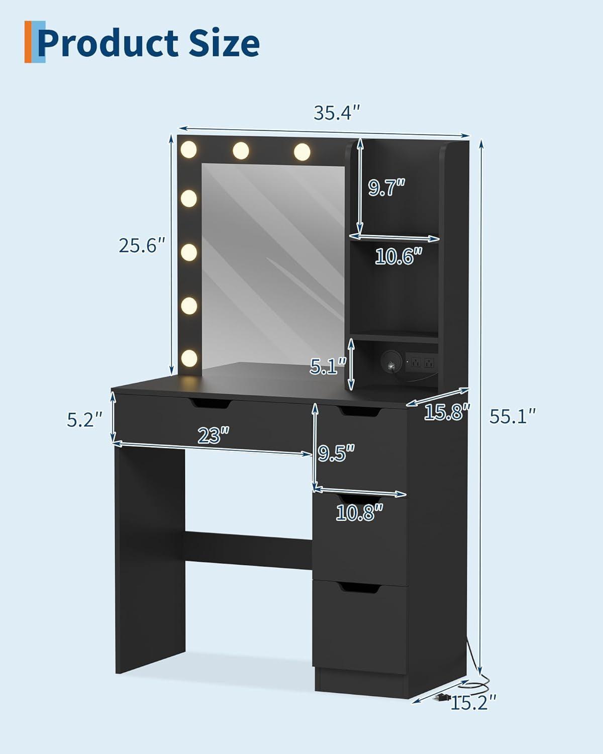 Premium Luxurious Illuminated Vanity Desk With USB Ports