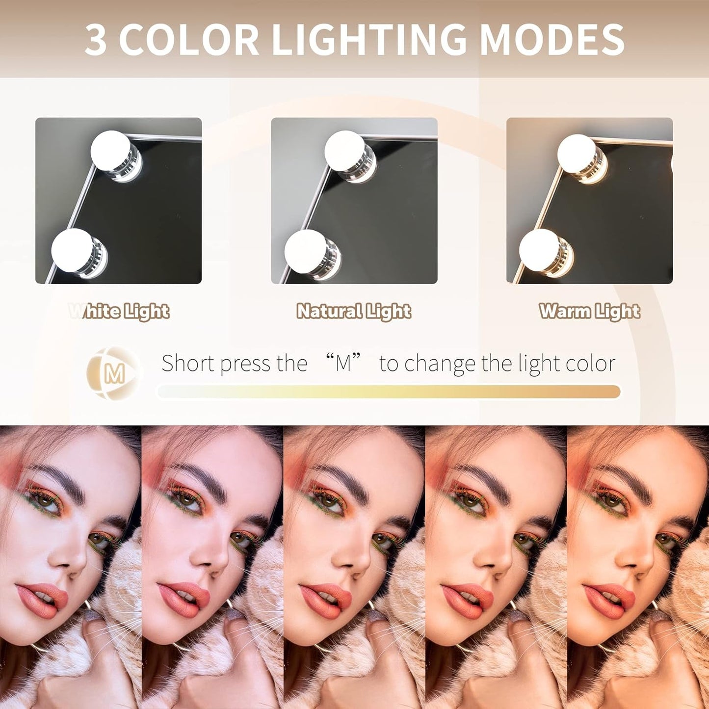 Hollywood Vanity Mirror Twelve LED Bulbs Rechargeable