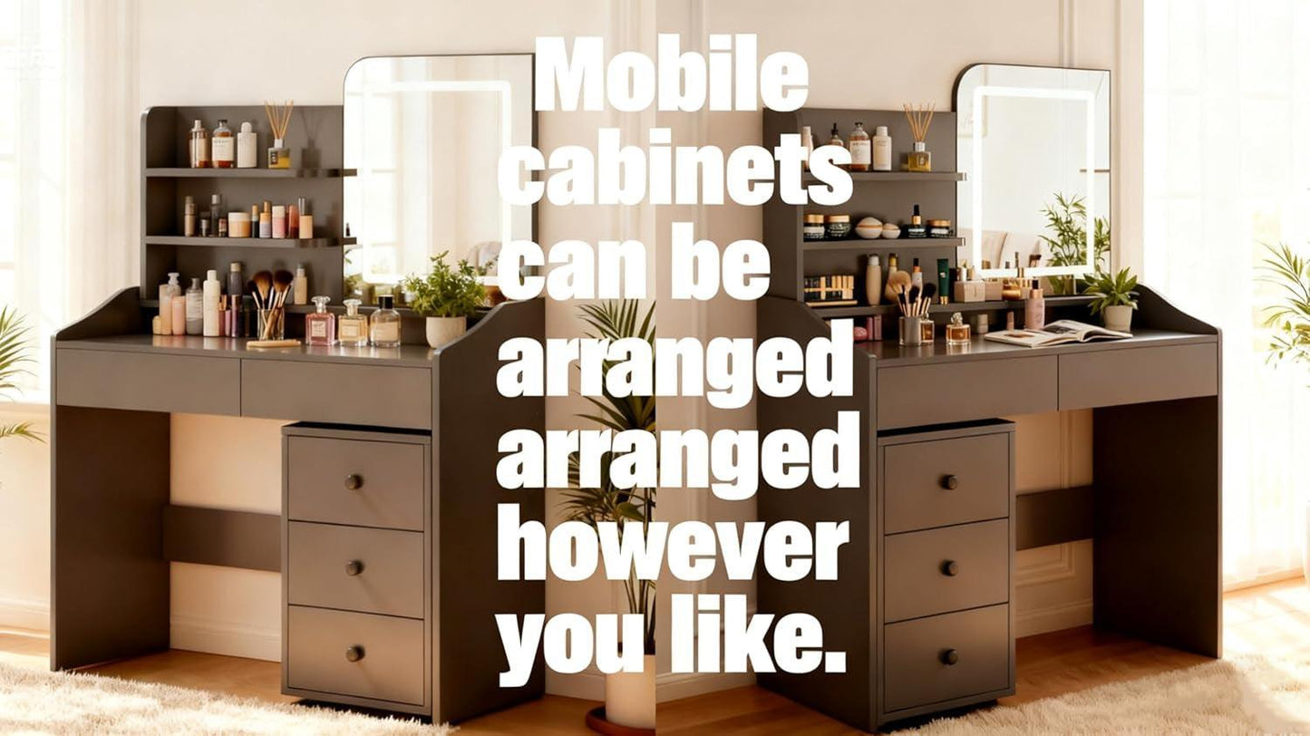Makeup Vanity Desk With Multicolor Illuminated Mirror