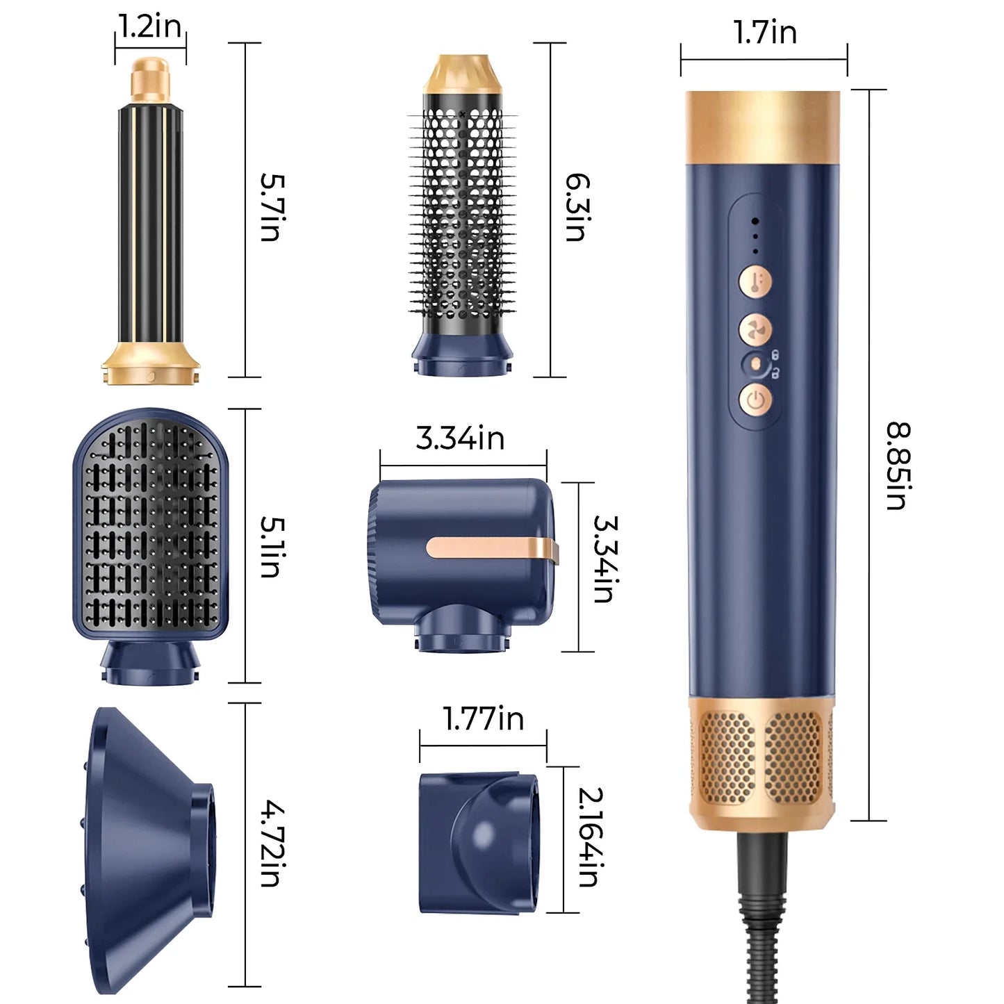 7 In 1 Hair Dryer Brush Brushless High Speed Hair Dryer
