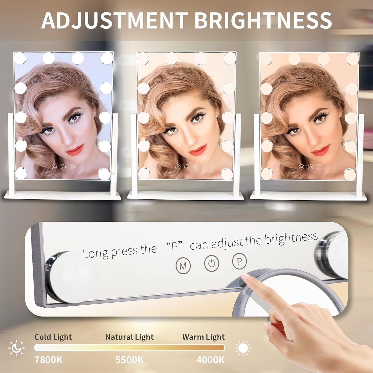 Hollywood Vanity Mirror Twelve LED Bulbs Rechargeable