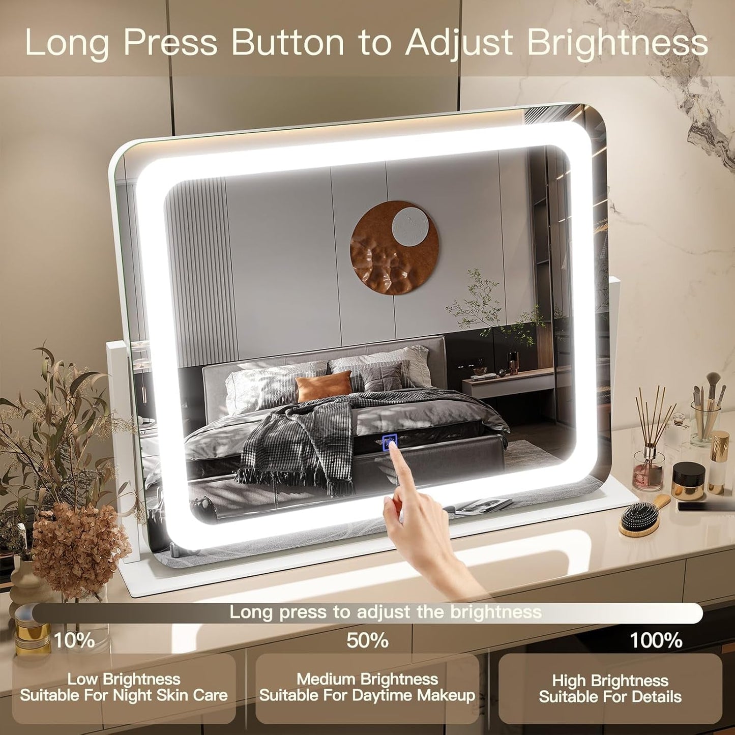 22x17 Vanity Mirror With ThreeColor Lighting Dimmable