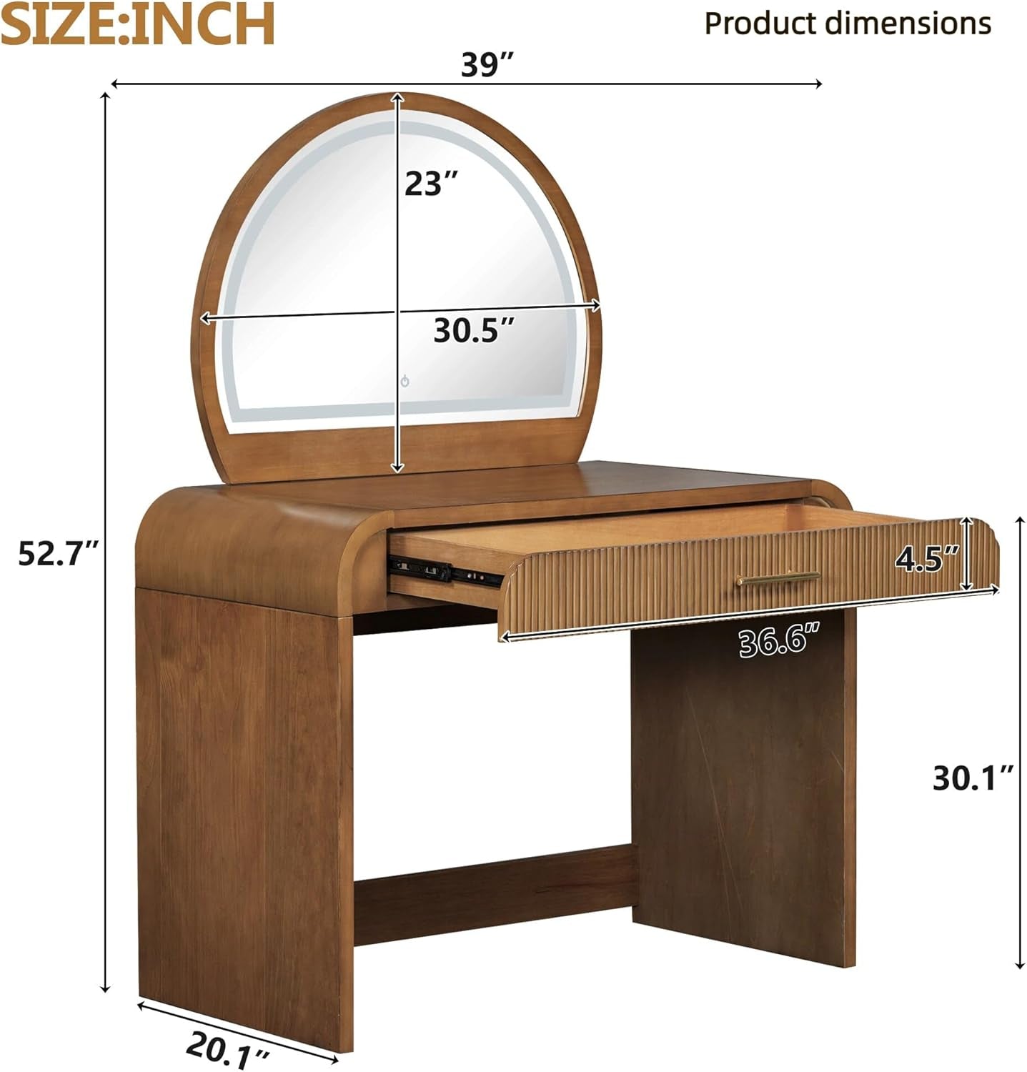 36 Inch Espresso Vanity Console Illuminated Mirror