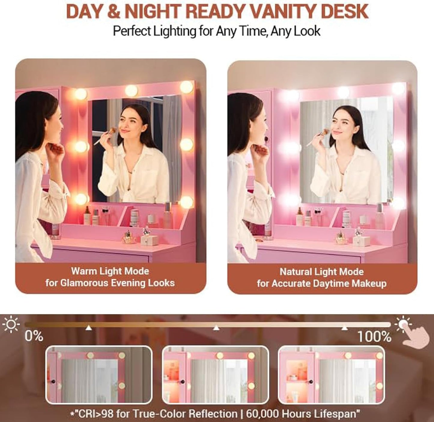 Makeup Vanity Desk With RGB Atmospheric Illumination