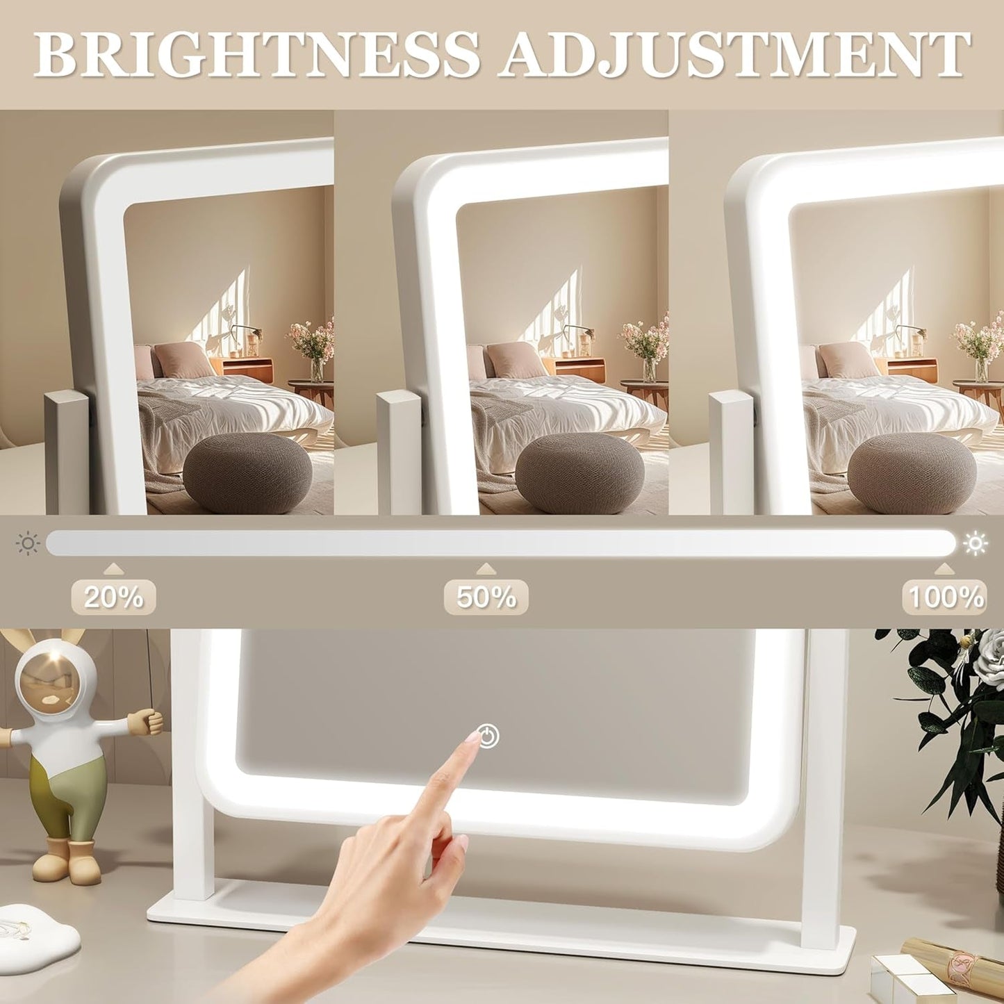 LED Vanity Mirror 14x12 Inch Dimmable Lights For Makeup