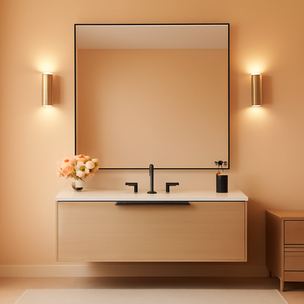 Black 36x40 Inches Rectangular Bathroom Vanity Mirror