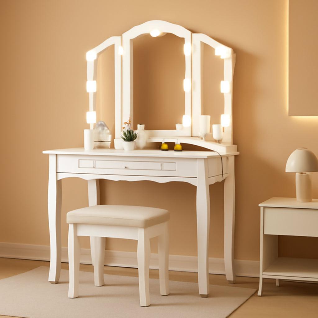 White Vanity With Charging Station Deluxe Lighting