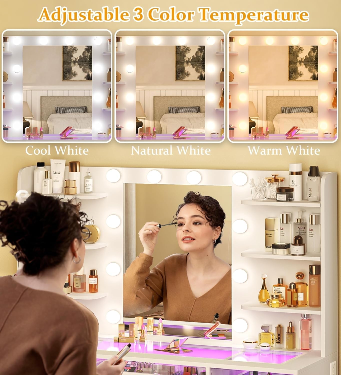 Transparent Vanity Desk Featuring RGB LED Illumination