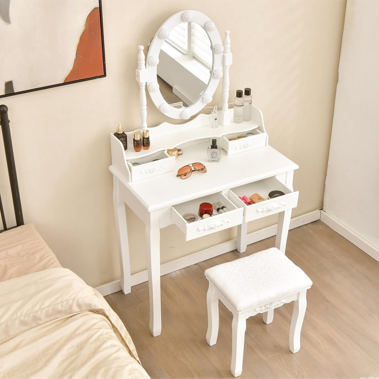 White Premium Makeup Vanity Table Illuminated Mirror