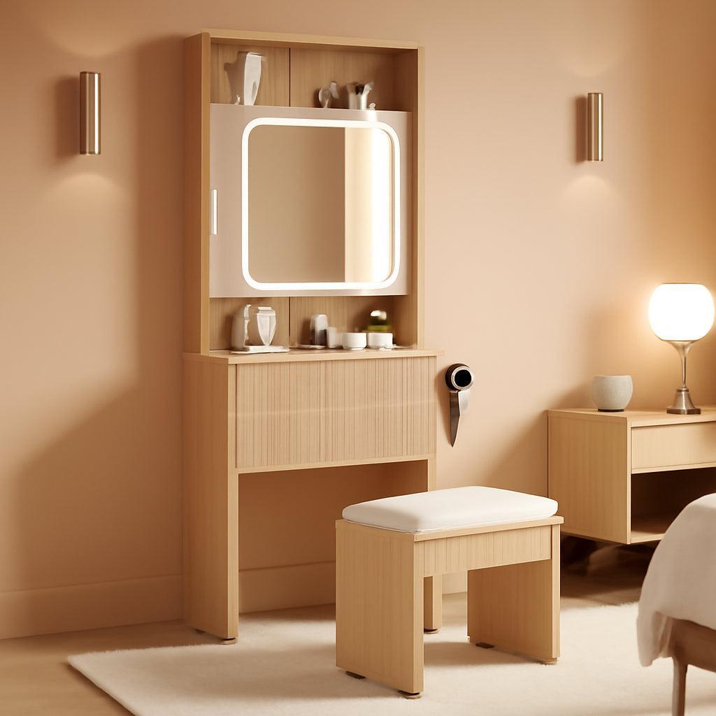 Three In One Vanity Desk Illuminated Storage Drawers