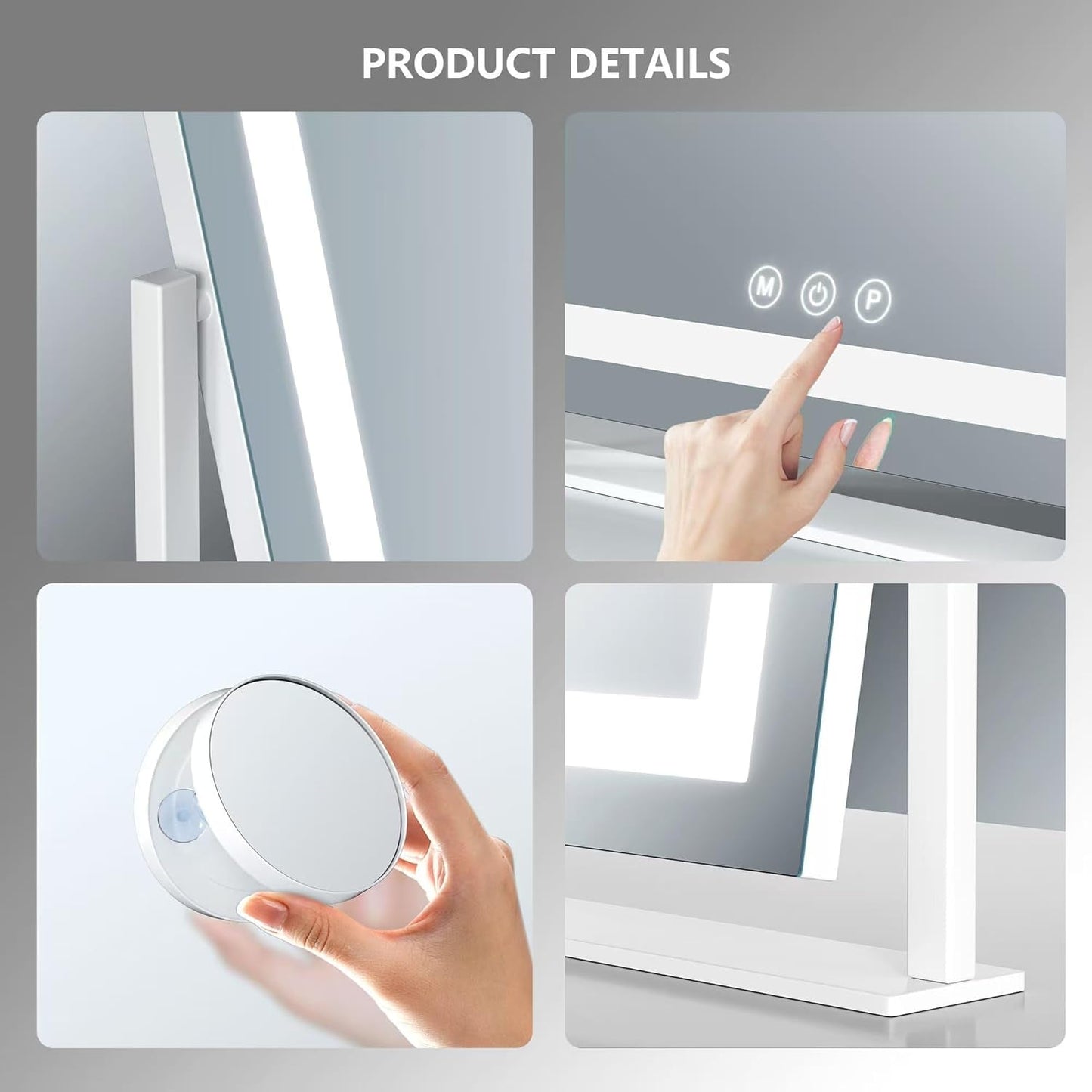 LED Makeup Vanity Mirror With Lights 15.2 Inch White