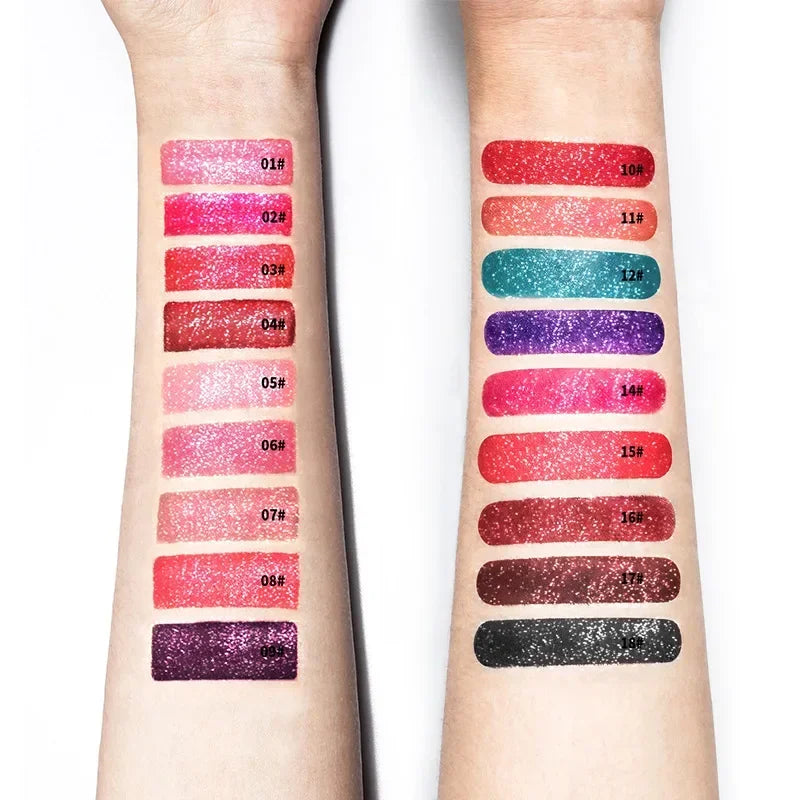 Alluring 18-Color Glitter Lip Gloss