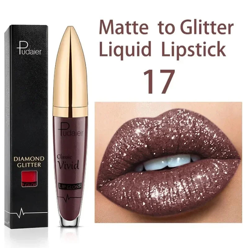 Alluring 18-Color Glitter Lip Gloss