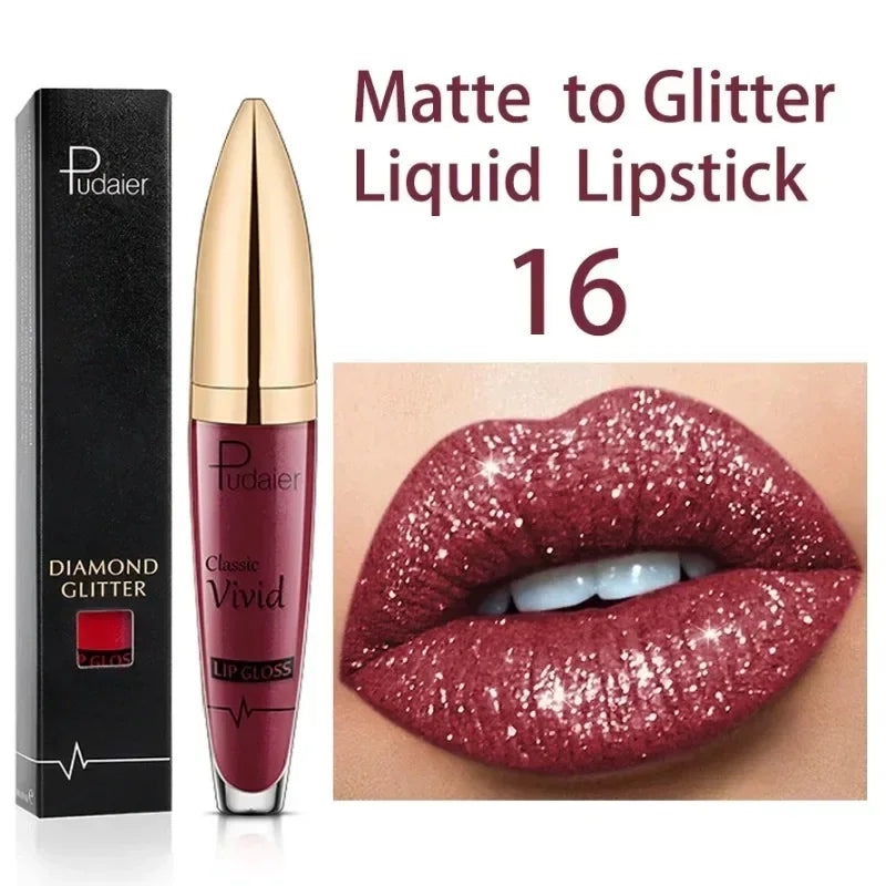 Alluring 18-Color Glitter Lip Gloss