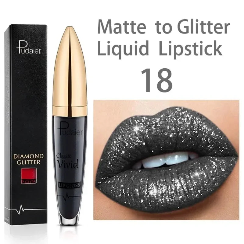 Alluring 18-Color Glitter Lip Gloss