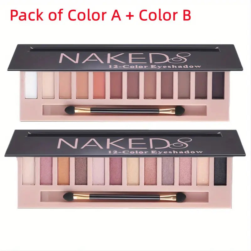NNETM Glamour 12 Colors Nude Eyeshadow Palette, Professional, Matte and Shimmer Options