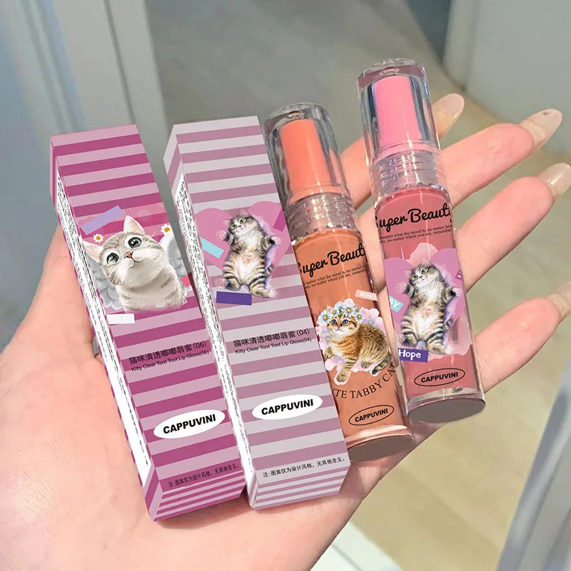 Cappuvini Cat Clear Lip Gloss Moisturizing Jelly Lip Set