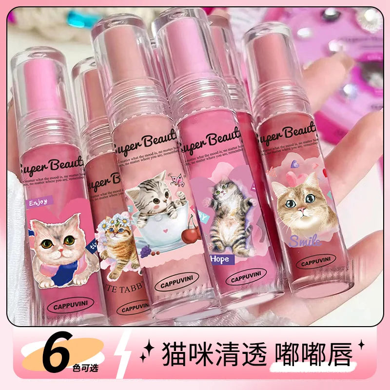 Cappuvini Cat Clear Lip Gloss Moisturizing Jelly Lip Set