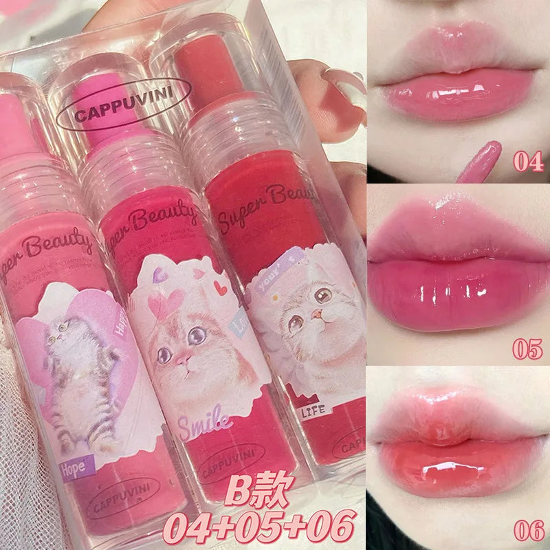 Cappuvini Cat Clear Lip Gloss Moisturizing Jelly Lip Set