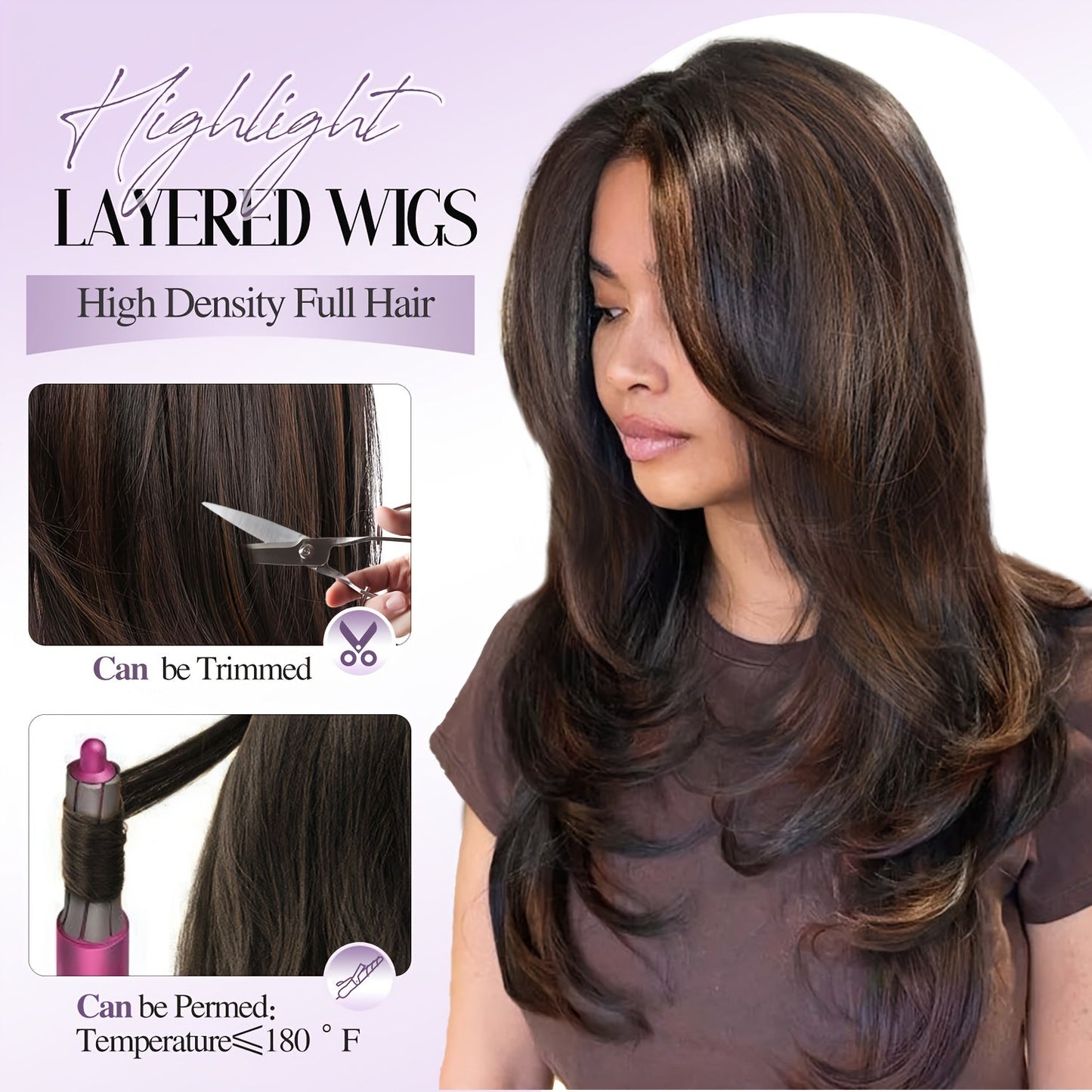Chic Brown Highlight Layered Wig