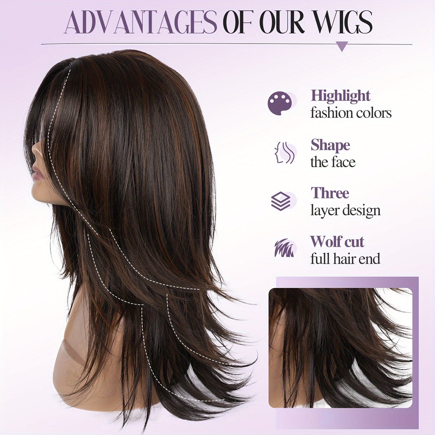 Chic Brown Highlight Layered Wig