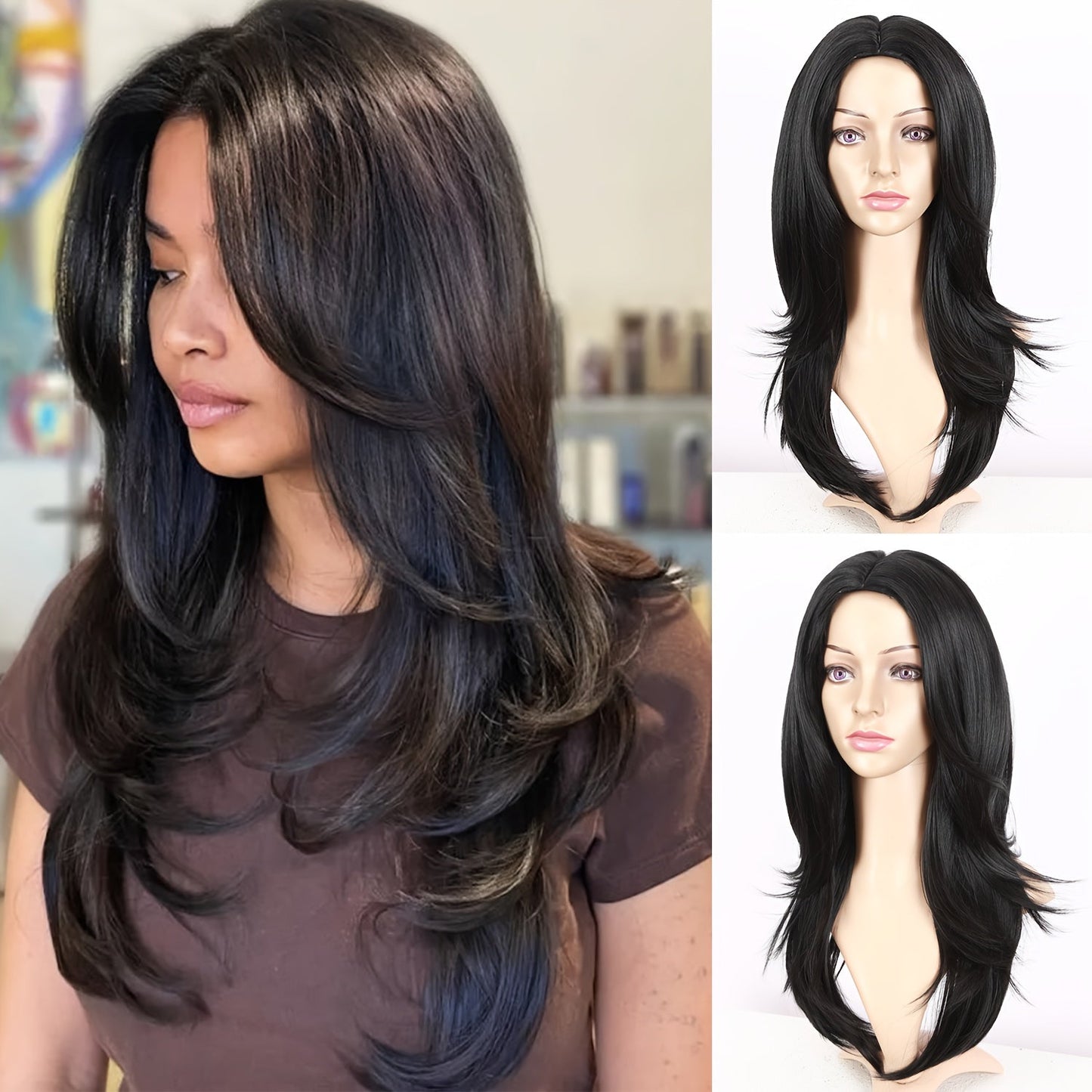 Chic Brown Highlight Layered Wig