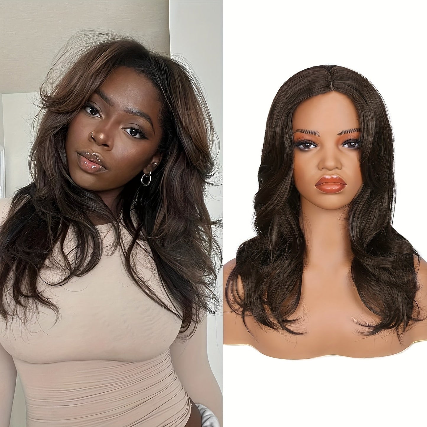 Chic Brown Highlight Layered Wig