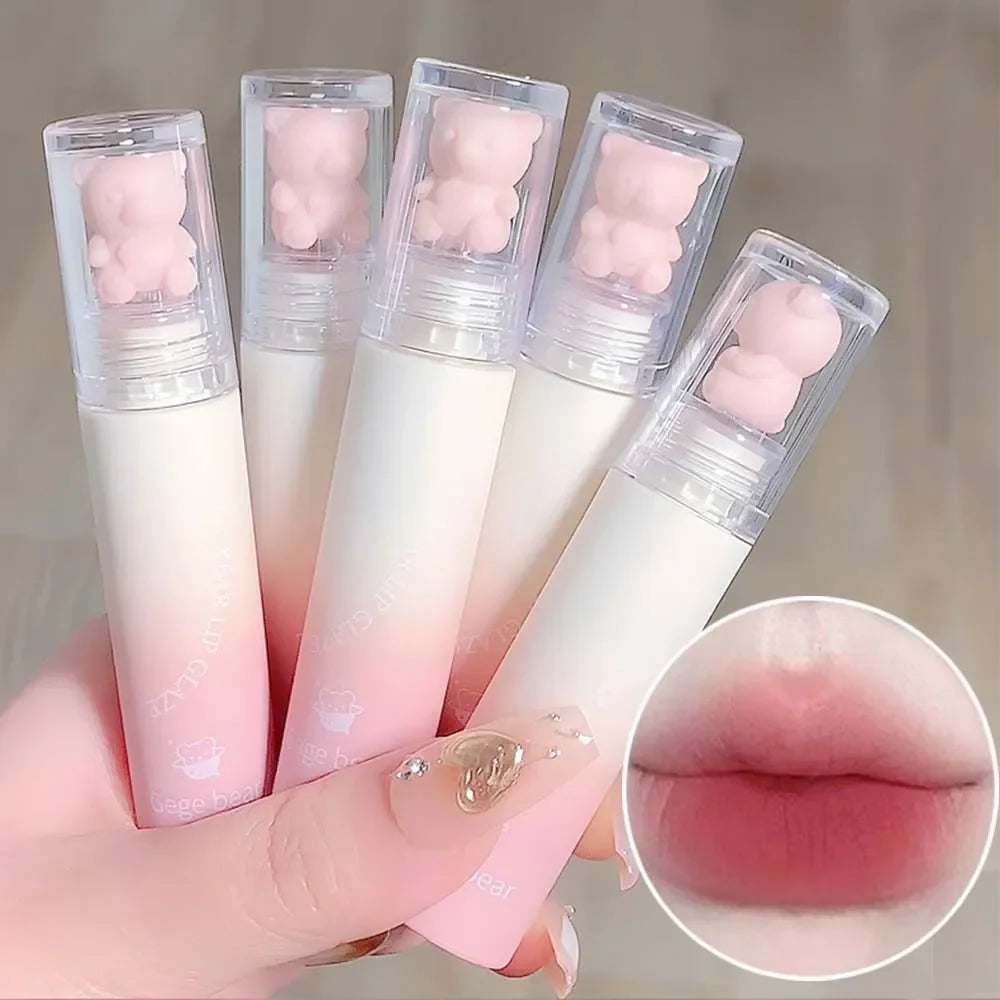 Cute Bear Velvet Lip Gloss Chestnut Red-brown Korean Lipstick