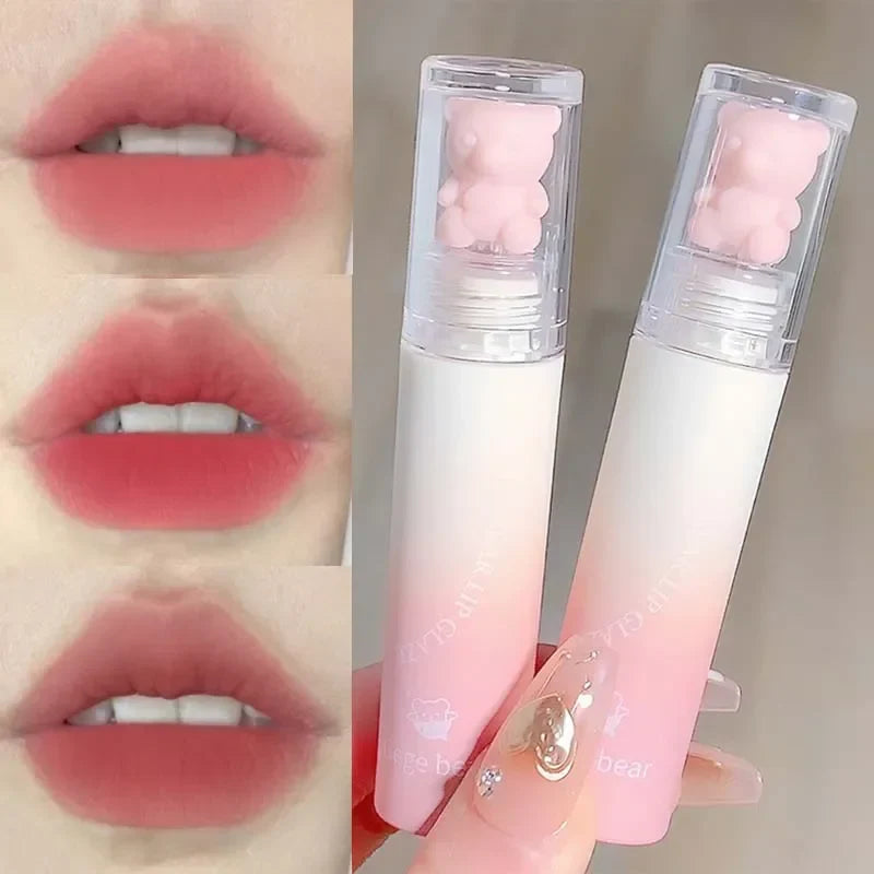 Cute Bear Velvet Lip Gloss Chestnut Red-brown Korean Lipstick