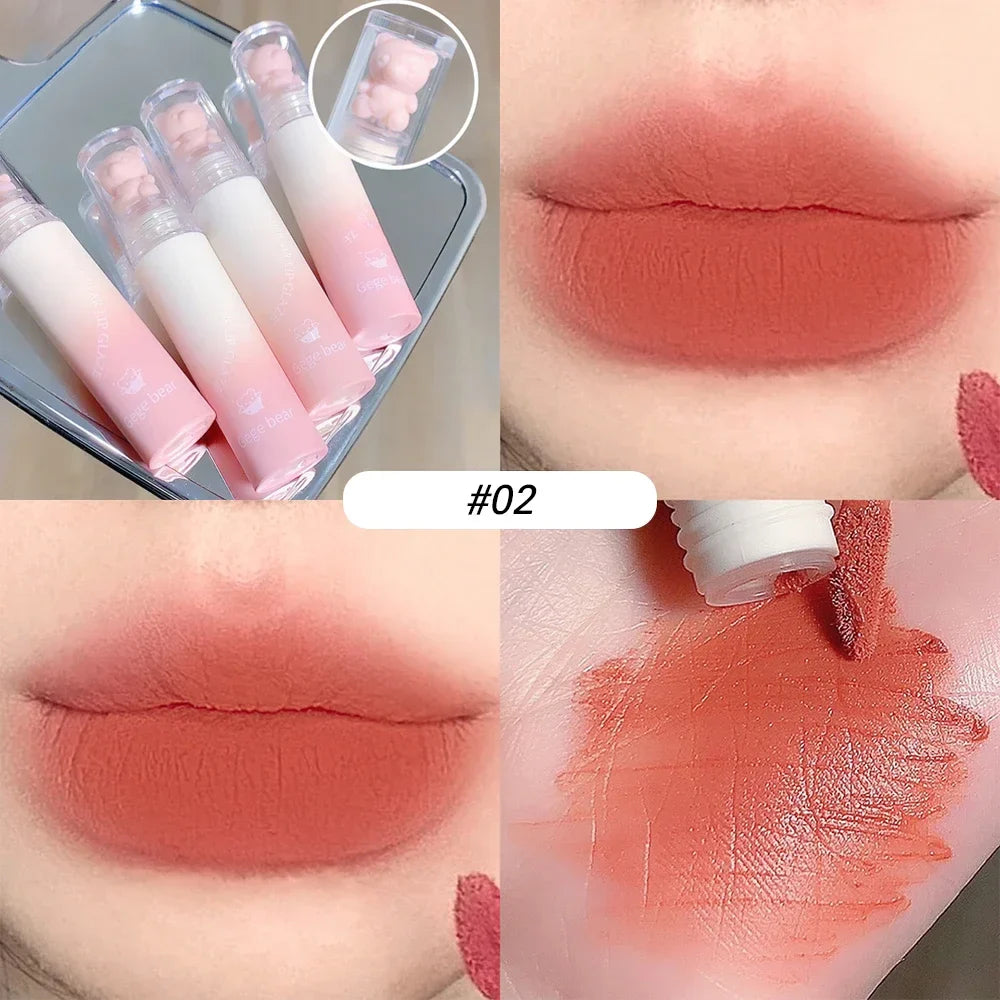Cute Bear Velvet Lip Gloss Chestnut Red-brown Korean Lipstick