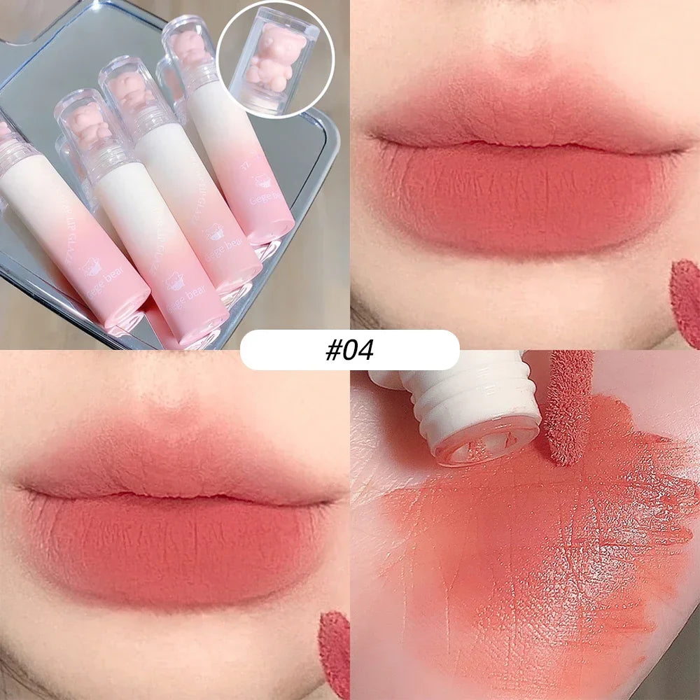 Cute Bear Velvet Lip Gloss Chestnut Red-brown Korean Lipstick
