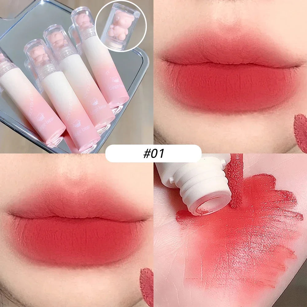 Cute Bear Velvet Lip Gloss Chestnut Red-brown Korean Lipstick