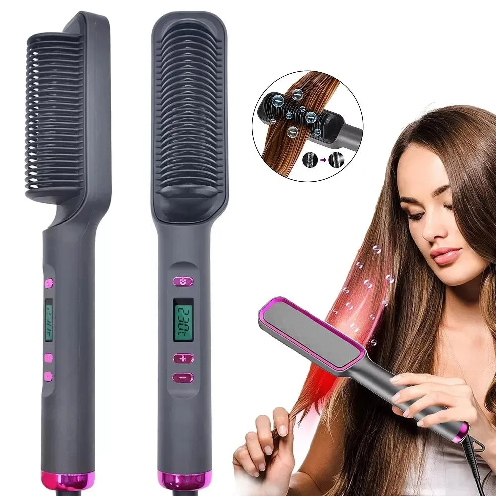 Electric Hot Comb Straightener Brush Tool