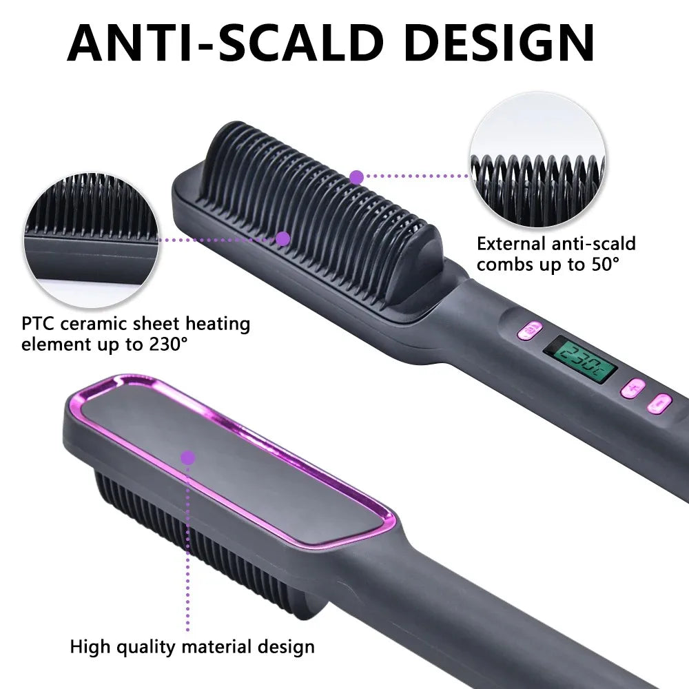 Electric Hot Comb Straightener Brush Tool