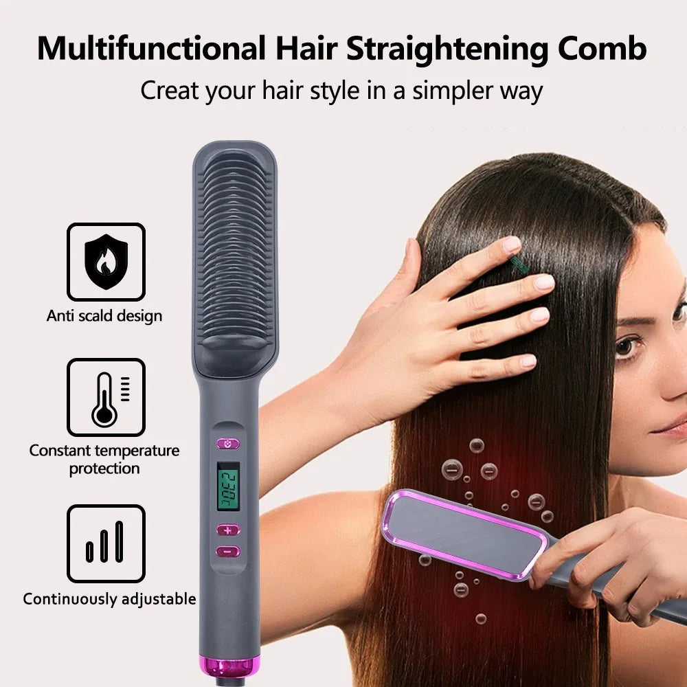 Electric Hot Comb Straightener Brush Tool
