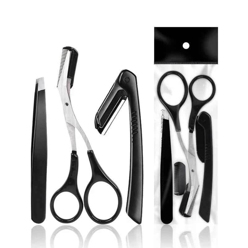 Eyebrow Trimmer Set with Scissors and Tweezers