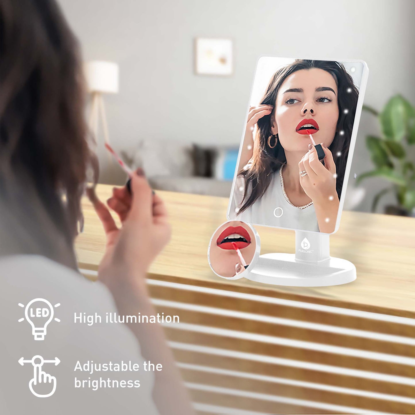 Pursonic Facial Trimmer & Eyebrow Kit, Heated Eyelash Curler & Dimmable LED Vanity Mirror