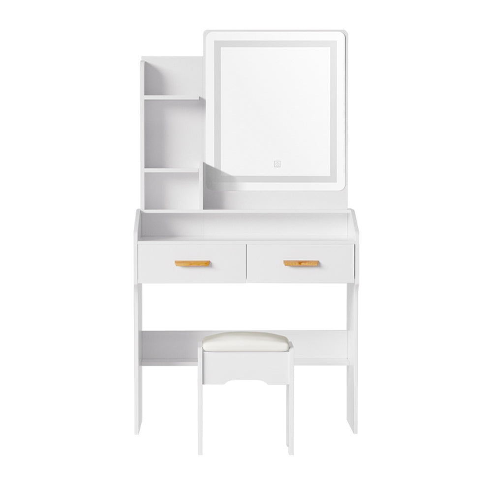 NNEDSZ Dressing Table LED Makeup Mirror Stool Set Vanity Desk White